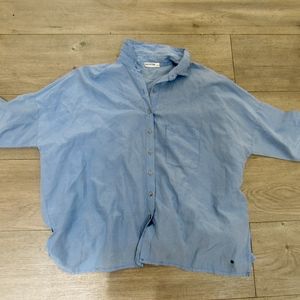 BROWNIE BLUE 1/4 SLEEVE BUTTON DOWN